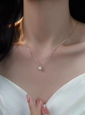 2511圆珠仿珍珠吊坠项链女简约时尚气质优雅温柔锁骨链ins风小众