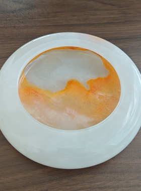 阿富汗天然红花冰玉烟灰缸摆件