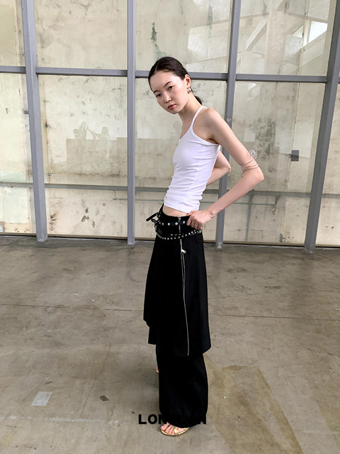 LONSLAN side zipper suit pleated skirt