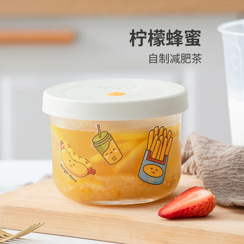 乐博乐博玻璃碗带盖保鲜盒圆形饭盒密封罐燕窝分装瓶储物罐泡菜罐