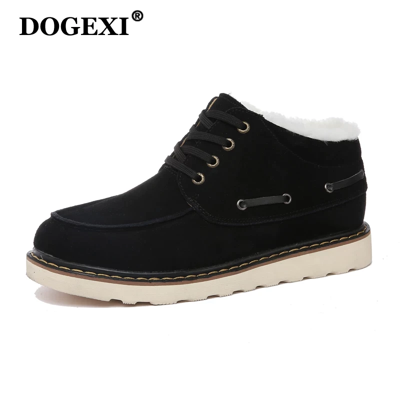 Fkktyуugg sheepskin and hair all -in -one snow boots men's short boots plus velvet cotton shoes northeast warm Martin boots