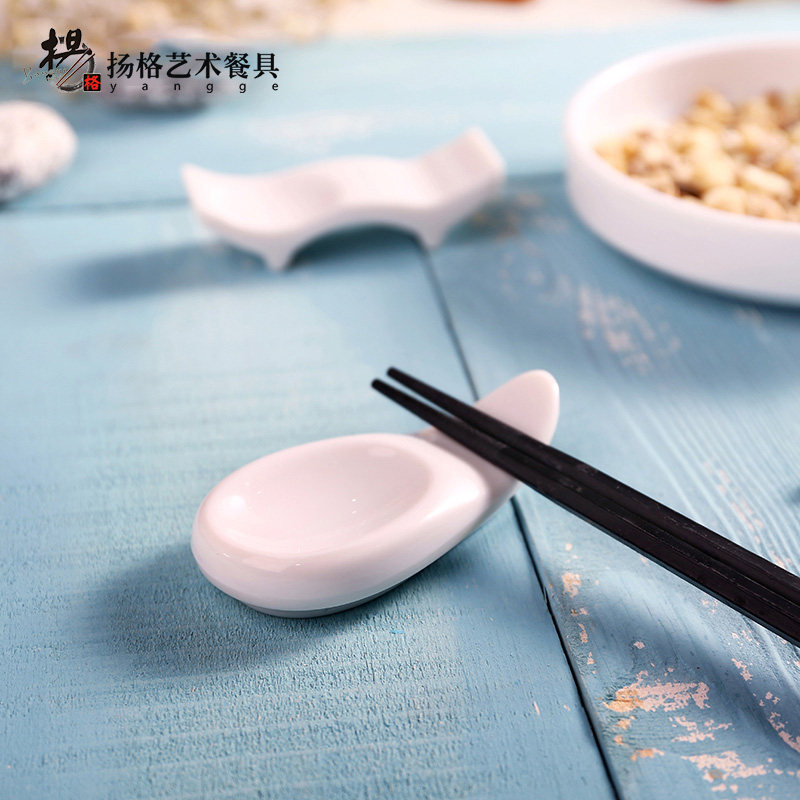 扬格筷子架摆台双用筷架筷托汤勺托筷子托密胺酒店用品白色玉晶瓷_虎窝淘