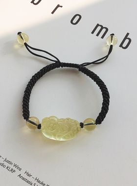 情侣黄水晶貔貅手链招财