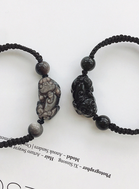 男女黑曜石小众设计貔貅手链