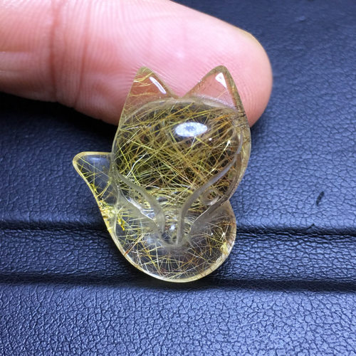 天然钛晶发晶狐狸吊坠手链手串项链男女饰品礼物手机钥匙水晶挂件 - 图1