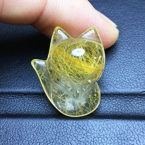 天然钛晶发晶狐狸吊坠手链手串项链男女饰品礼物手机钥匙水晶挂件 - 图0