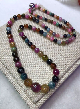 正品天然碧玺项链塔链