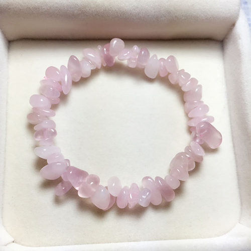 包邮天然马岛果冻粉水晶手链粉晶 碎石饰品手串招桃花可爱粉色女 - 图0