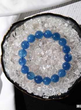 星宿家天然鬼蓝色海蓝宝石手链女