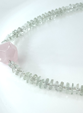 【樱花树下】原创设计师项链马粉马达加斯加粉晶绿水晶圣诞生日