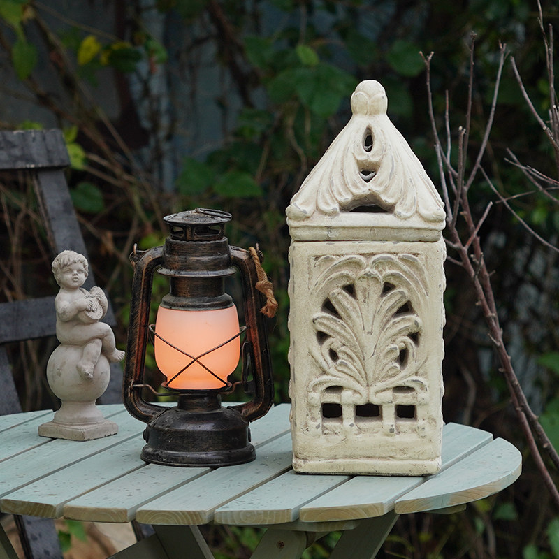 法式复古做旧风灯蜡烛台粗陶园艺摆件阳台花园造景装饰庭院布置,淘宝优惠券,粉丝福利购,淘宝优惠卷
