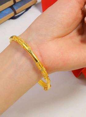 孔雀繁花金包银开口手镯