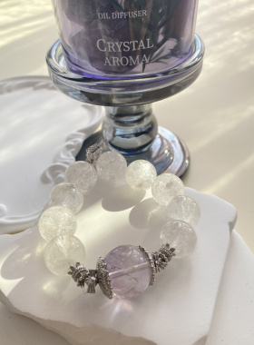 【紫鸢】天然水晶大珠子甜妹风蝴蝶结手串九紫离火甜酷风手链