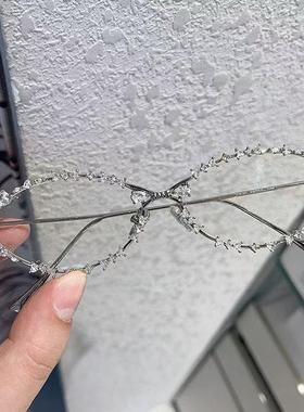 赵露思同款金属猫眼墨镜女高级感水钻装饰太阳镜素颜平光镜