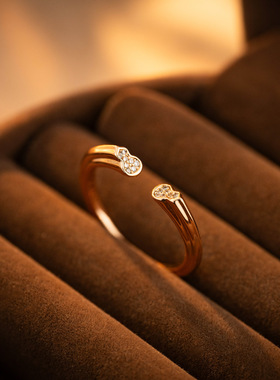 新款热卖微镶葫芦形戒指女感时尚小众设计精致指环百搭食指戒