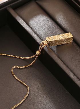 四方来财碎冰冰印章吊坠项链女轻奢网红风简约大气招财进宝毛衣链