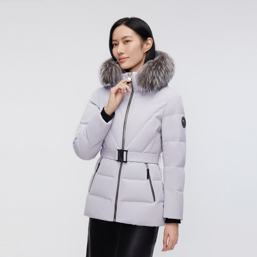 高端极寒波司登轻奢银狐毛领短款蓄热里布收腰800+蓬鹅绒羽绒服女 - 图0