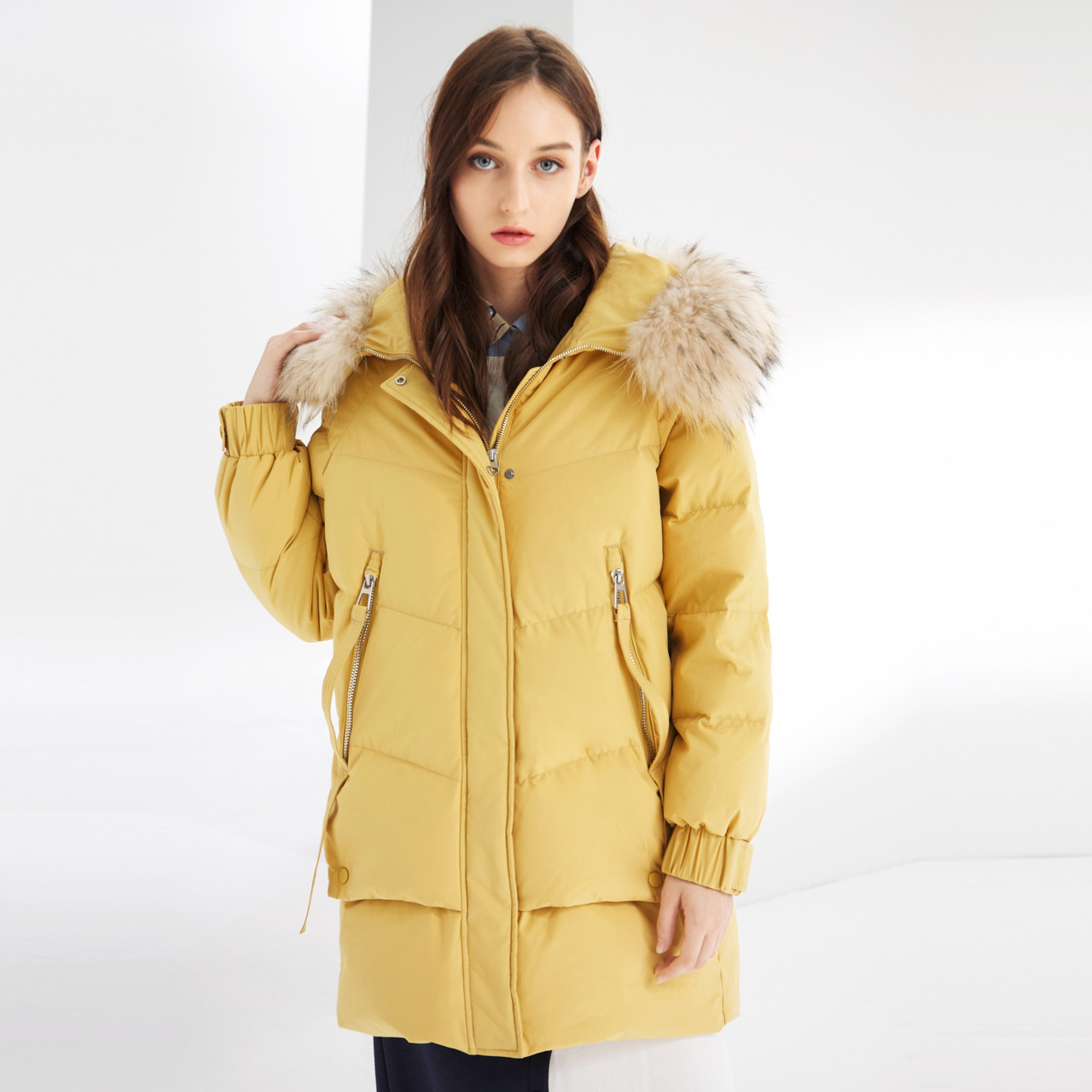 波司登官方旗舰店波司登女羽绒服貉子毛领中长款暖粉新款保暖冬季外套女B901413221