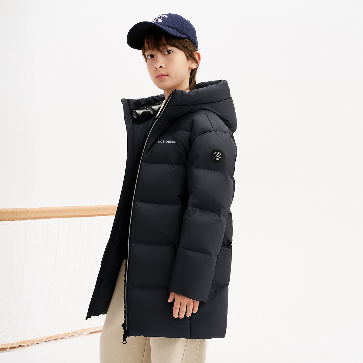 波司登儿童羽绒服男童女童26新款中长款连帽保暖外套抗菌绒中大童 男童连帽实拍商品图