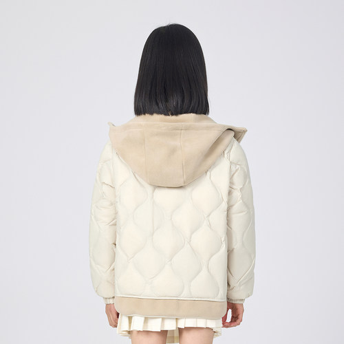 波司登25新款男女童短款儿童羽绒服连帽柔软摇粒绒拼接 - 图1