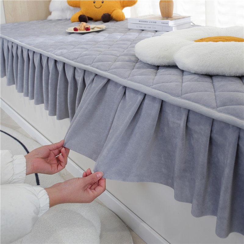 Window sill mat with crystal velvet, machine washable, non-slip, thickened and soft