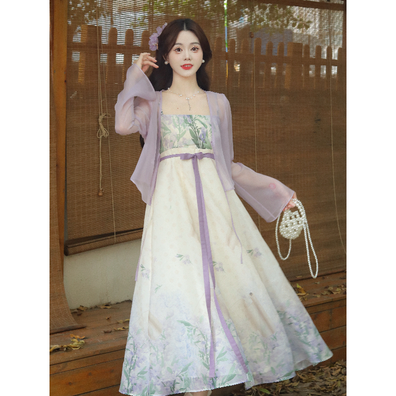 瑶西【紫鸢尾】长裙连衣裙2025新款今年流行爆款裙子汉服新中式 - 图3