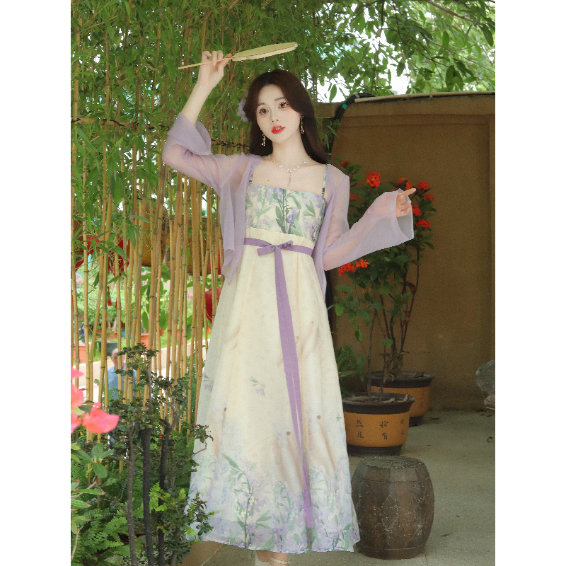 瑶西【紫鸢尾】长裙连衣裙2025新款今年流行爆款裙子汉服新中式 - 图1