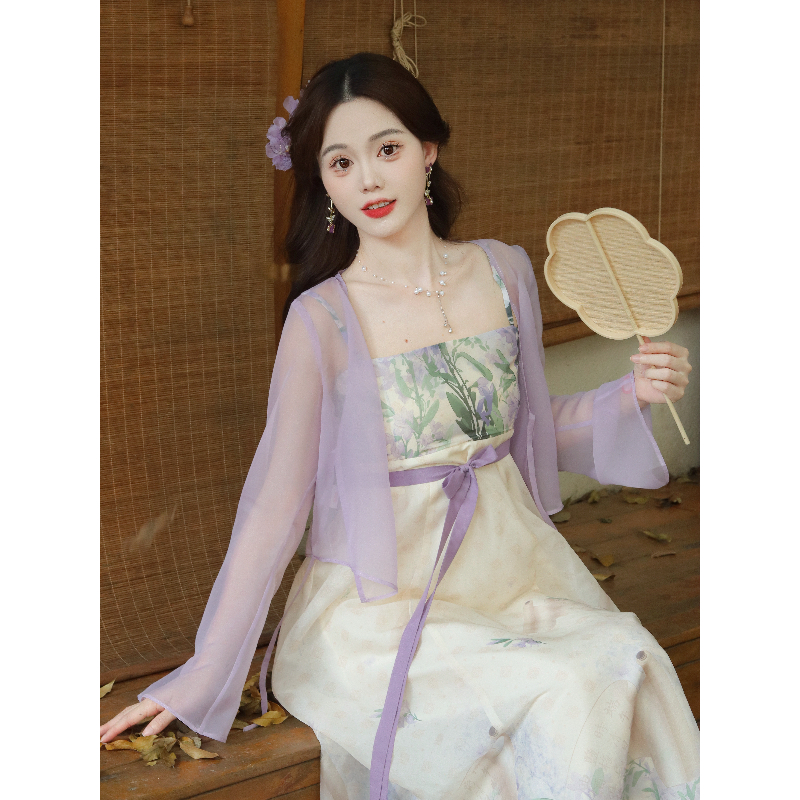 瑶西【紫鸢尾】长裙连衣裙2025新款今年流行爆款裙子汉服新中式 - 图0