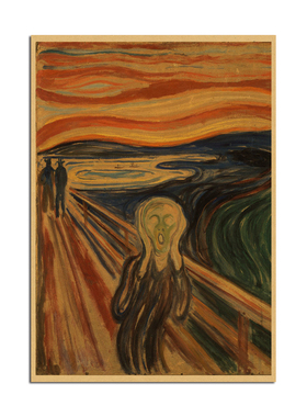 世界名画欧美油画海报怀旧复古牛皮纸画房间墙面布置墙贴画背景画