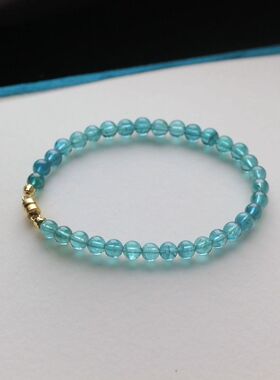 近帕蓝亮蓝碧玺手链合金磁吸扣头