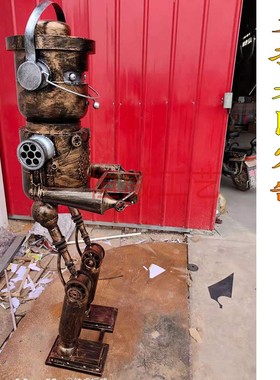 工业风铁艺金属迎宾机器人创意