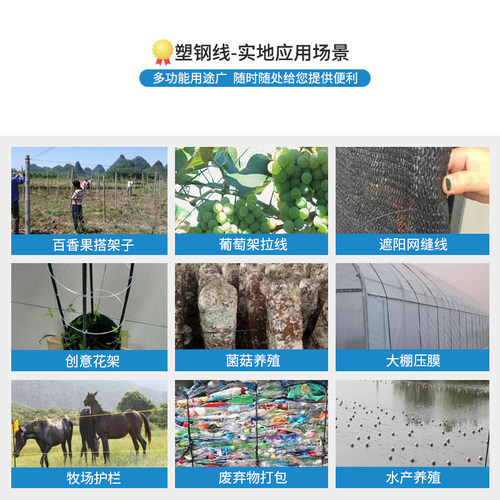 高强度塑钢线大棚线搭架子pet材料百香果搭棚爬藤绳子葡萄架拉线 - 图1
