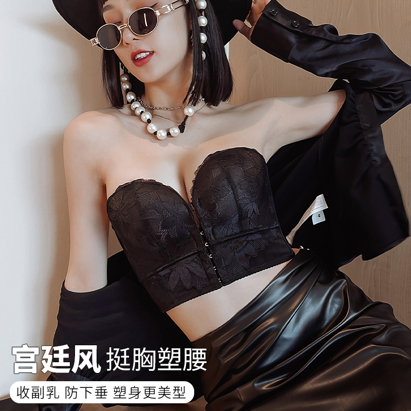 华尔婷旗舰店无肩带内衣女大胸显小胸聚拢防滑防下垂抹胸裹防走光夏季薄款隐形2