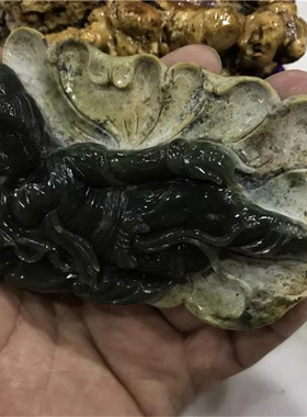 和田玉析木河磨玉观音摆件