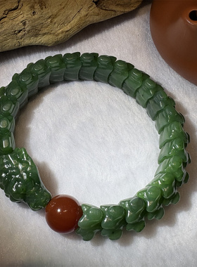 和田玉碧玉手串龙骨手链