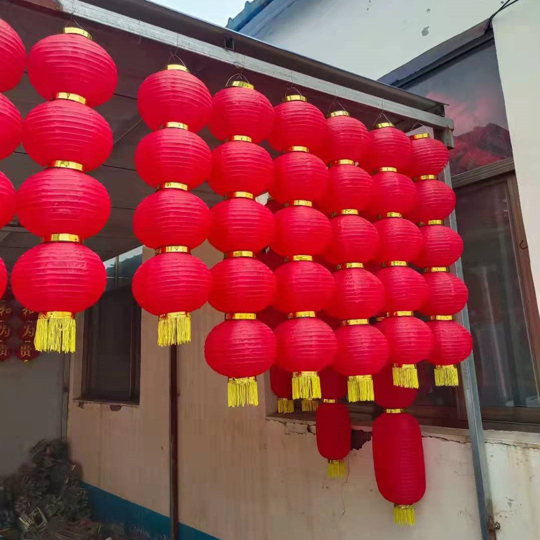 12寸10寸8寸拉丝钢丝红灯笼 3连串4连串连串超市公园挂树装饰串灯,淘宝优惠券,粉丝福利购,淘宝优惠卷