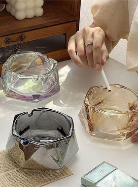 新款水晶玻璃抖音网红烟灰缸ins高颜值客厅茶几办公室酒店烟缸