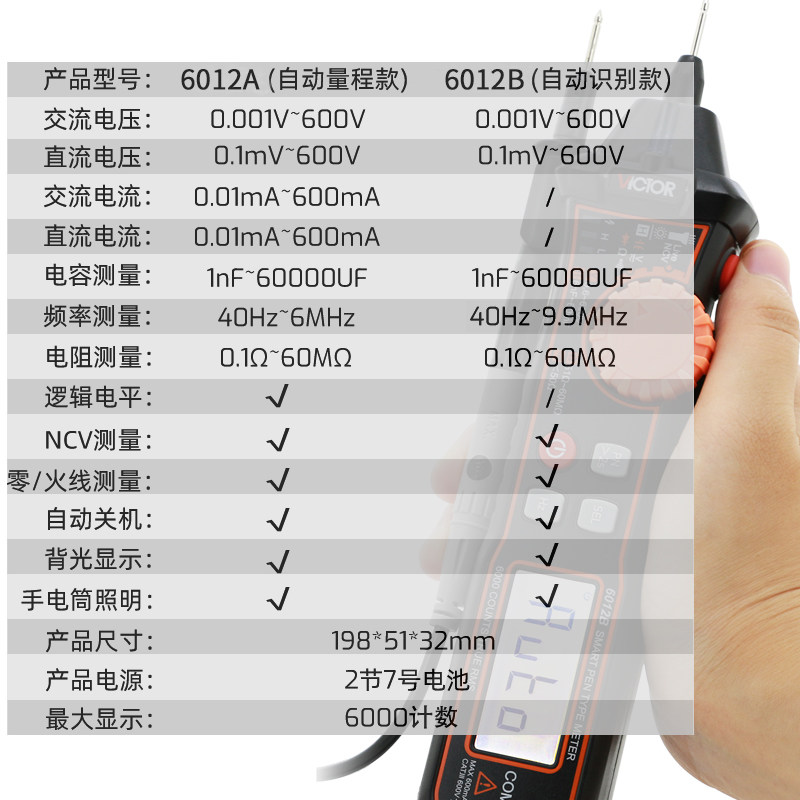 胜利笔式万用表数字高精度维修电笔 胜利万用表