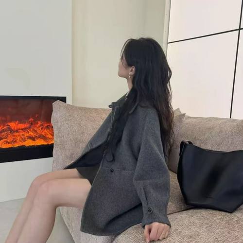 2025秋冬新款气质大衣羊毛双面呢秋冬款女中长款高端羊毛毛呢外套 - 图0