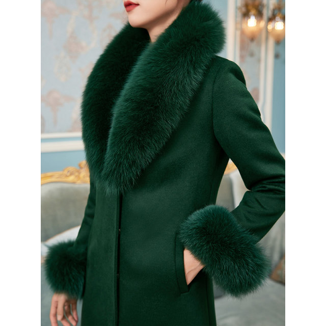Medium length wool cashmere coat wool fashion