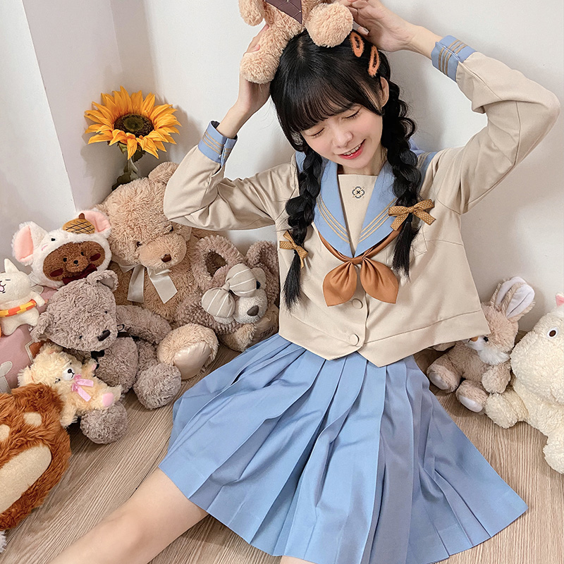 现货珠珠家原创jk水手服小云北中长袖中间服制服春秋日系学院甜妹