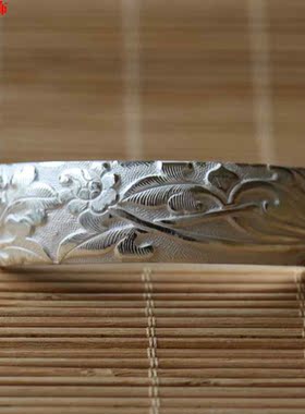 平安民族风刻花纯银手镯