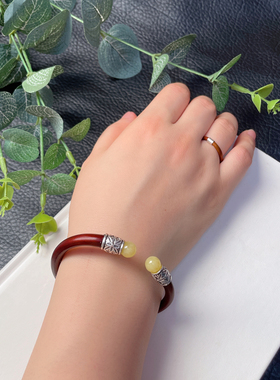 正品鸡血藤蜜蜡木镯子