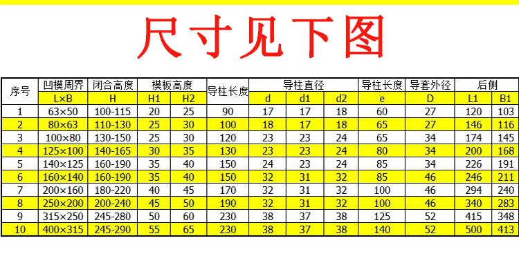 冷冲模架模具模座导柱导套冲床模架2号3号4号5号6号7号8号9号10号