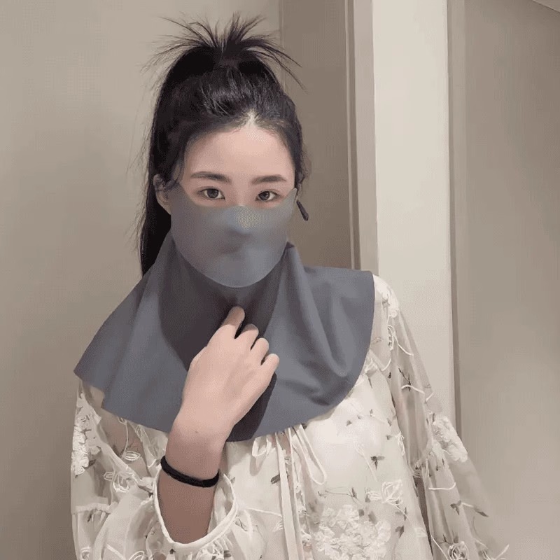 防晒面罩全脸防紫外线护颈可喝水口罩2025新款开口透气遮阳骑行纱 - 图2