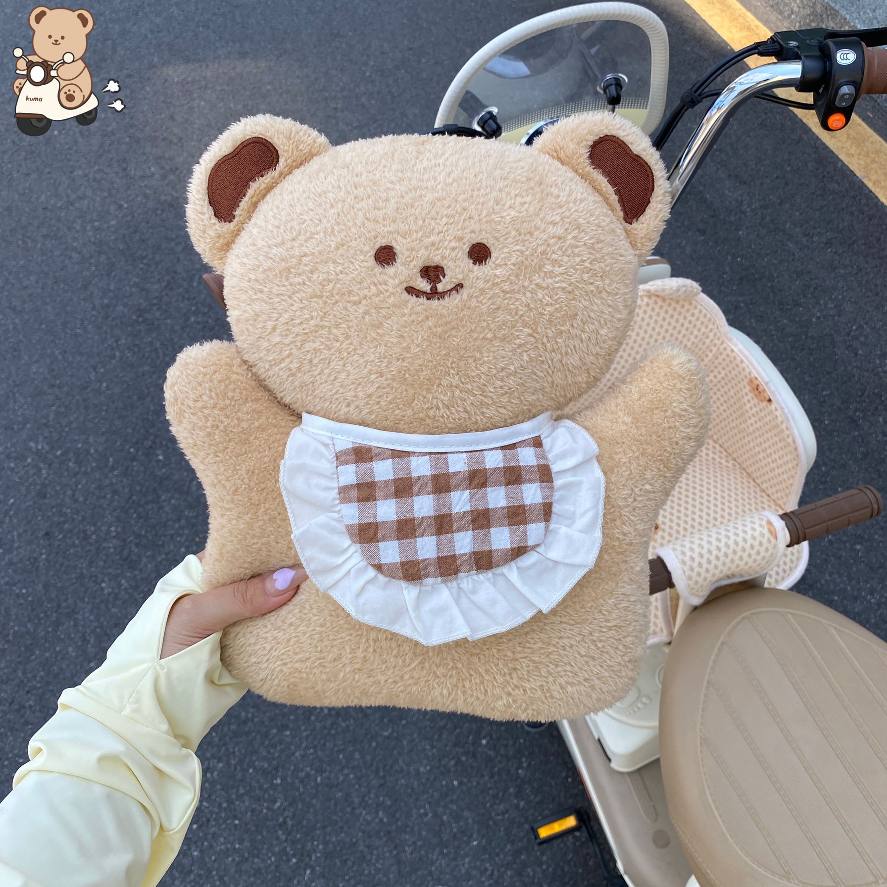 电动车防撞垫加大加厚儿童座椅保护垫可爱玩偶电瓶车婴儿防撞头垫 - 图2