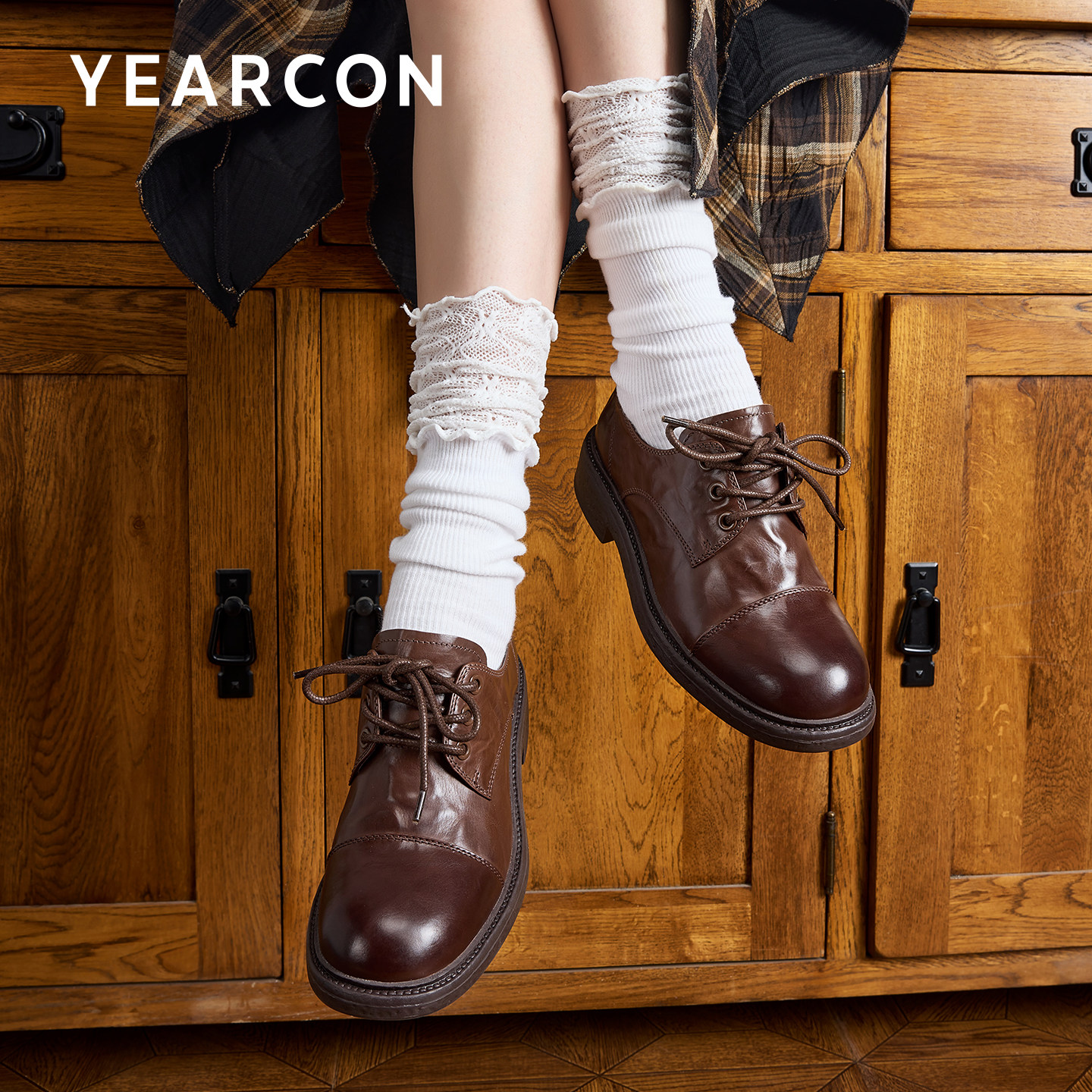 意尔康高端真皮乐福鞋女2026春秋款粗跟厚底深口英伦风复古小皮鞋,淘宝优惠券,粉丝福利购,淘宝优惠卷