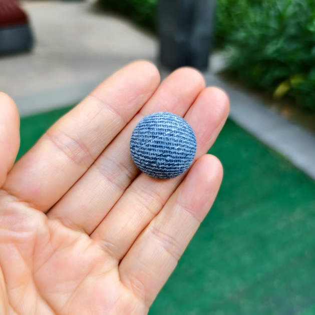 牛仔蘑菇纽扣牛仔布砂洗磨毛做旧复古衫裙裤衣服蓝黑色布包钮扣子 - 图3