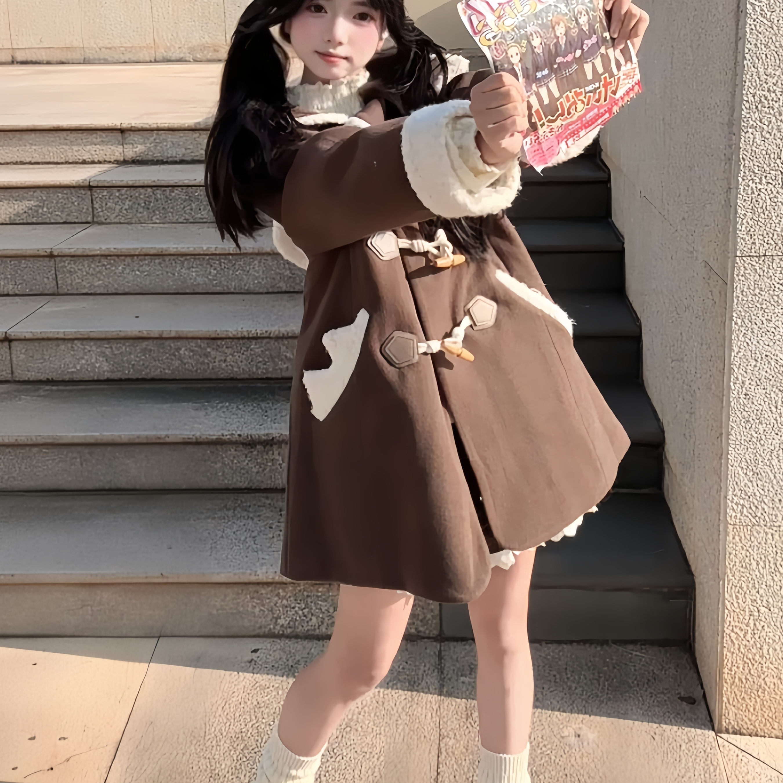 【木子酱JK】牛角扣大衣女秋冬季日系可爱学院风校供制服毛呢外套,淘宝优惠券,粉丝福利购,淘宝优惠卷