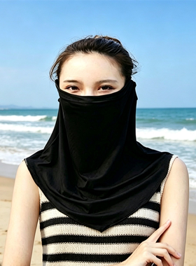 防晒面罩女夏季薄款透气防紫外线护颈围脖女士开车骑行遮阳套脖